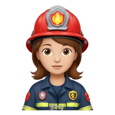 girl fireman with brown hair sticker