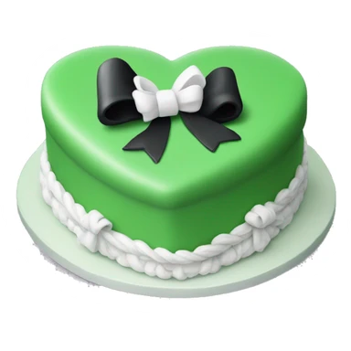 Green heart shaped birthday cake with black and white bows  sticker