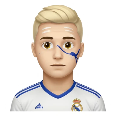 football supporter, paint in face, real madrid sticker