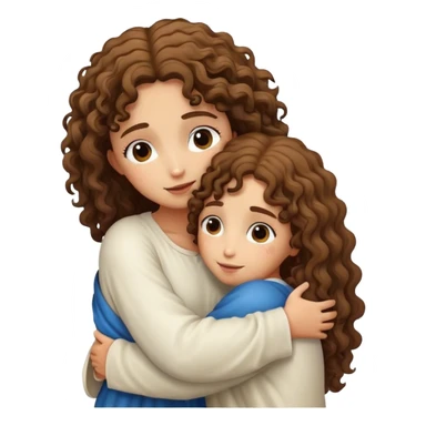 Curly hair girl hugging Jesus Christ  sticker