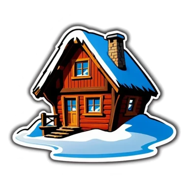 Eine Hütte im Wald mit einer Glaskuppel auf dem Dach, Winterlandschaft, Schnee und Nordlichter am Himmel sticker