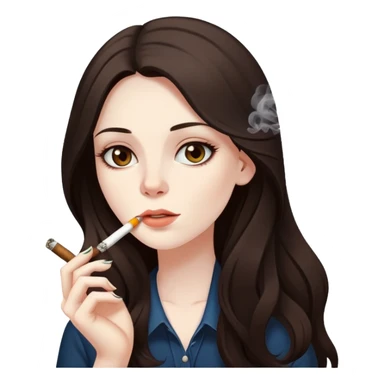 girl with long dark brown hair and pale skin smoking weed  sticker
