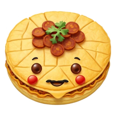 Mexican omelette with a hash brown and chorizo coming out of it  sticker