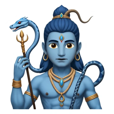 Mahadev real god  shiv not like cartoon  blue body and trishul and and had damru and nack around sanke  sticker