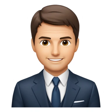 Illustrate Tom Cruise in a suit with sharp look & short hair. sticker
