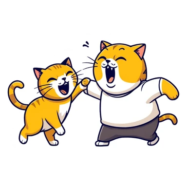 golden cat ￼ yelling at old blind man ￼ sticker