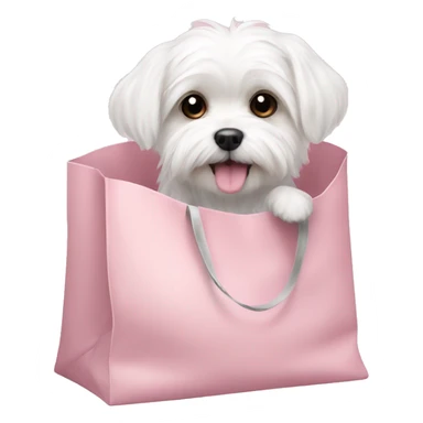 Maltese dog in a light pink bag sticker