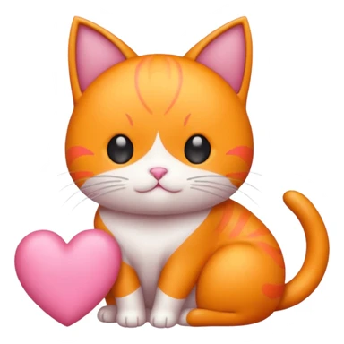 Gato naranja corazón rosa cuerpo entero kawaii sticker