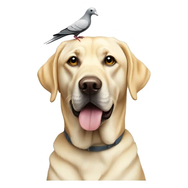 Yellow lab with a pigeon on its head sticker