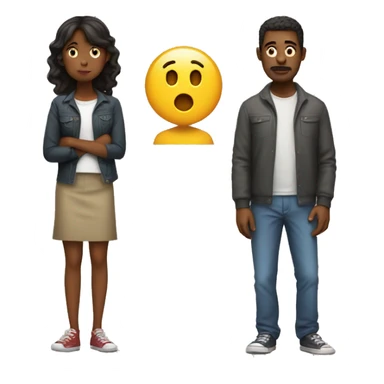 2 people, one man and a girl, full body, they're having an argument face to facee sticker