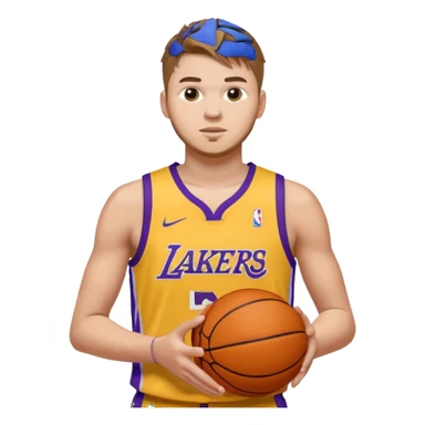 Luka doncic in Lakers uniform with basketball sticker