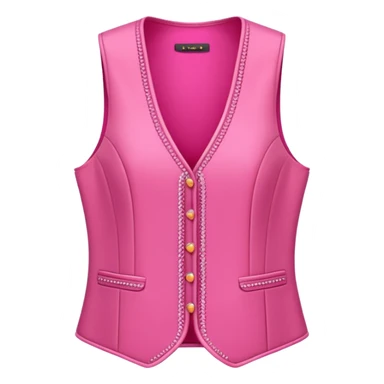 a stylish women’s vest, sleeveless, elegant and decorative design, in a bright pink color with small cute details, feminine and fancy look, no background, ONLY VEST sticker