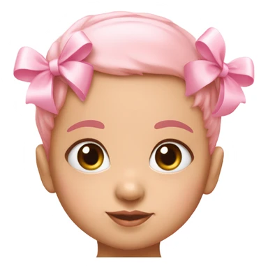 baby pink smiley little bows on head and eyelashes  sticker
