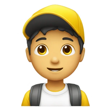 Niño blanco saludando con gorra amarilla sticker