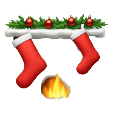 two christmas stockings by fireplace sticker