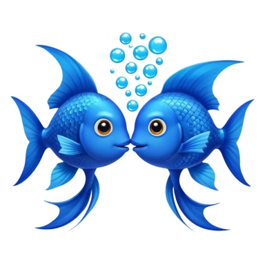 two cute blue fishes kissing sticker