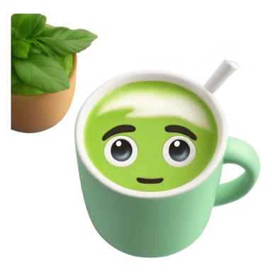 Matcha latte in pastel mug sticker