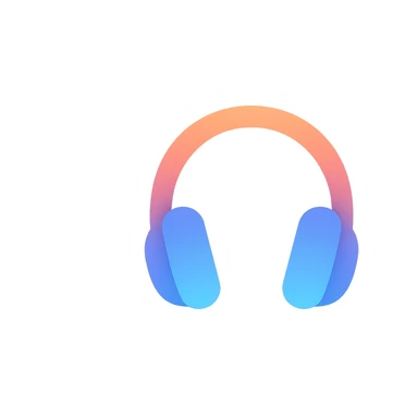 headphones, flat color icon, soft gradients, contemporary sticker