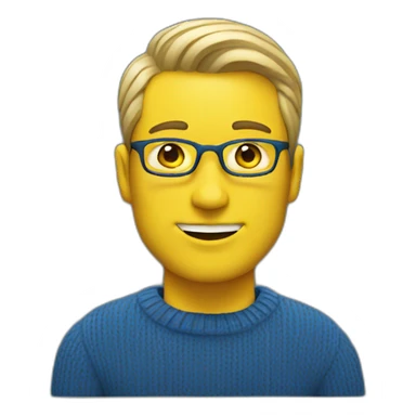 White Man Designer in blue and yellow sweater sticker