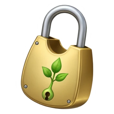 A seed germinating with a sprout sticking out of it in the shape of a pad lock with the seed being the body of the padlock and the sprout being the shackle of the padlock. But it looks more like a seed and a sprout rather than anything else sticker