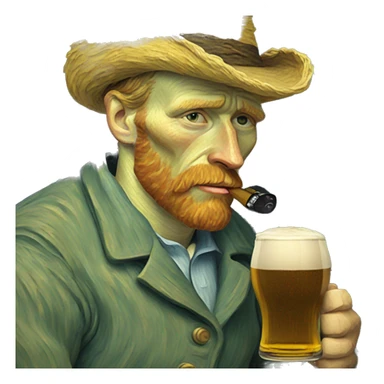 Van Gogh drinking a beer sticker