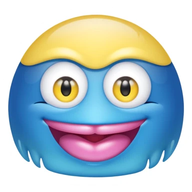 A translucent blue half-sphere with pink lips and two yellow eyes and 8 toes around the bottom sticker
