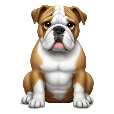English bulldog fawn & white sitting by fireplace sticker