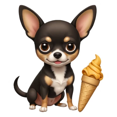 Perro chihuahua de color negro con tres patas y con un cono para perro sticker