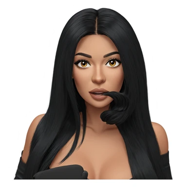 realistic girl with black hair sticker