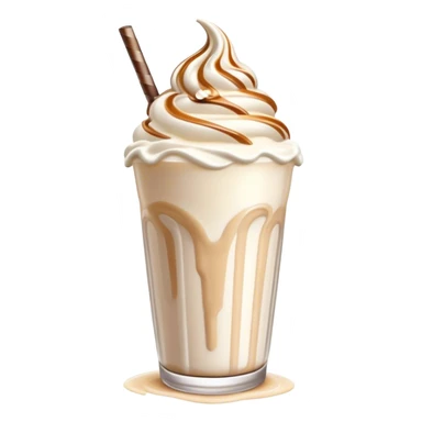 Cinematic Realistic Milkshake Drink Emoji, depicted as a thick, creamy milkshake with a swirl of whipped cream rendered with rich textures and inviting, nostalgic lighting. sticker