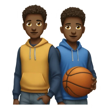 Teen twin boys with basketball sticker