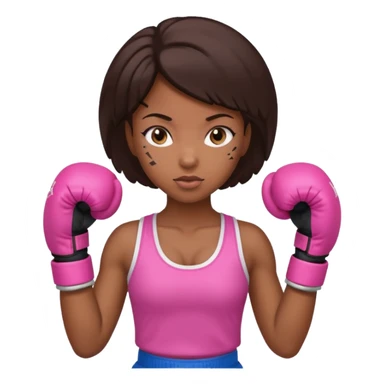 black girl in a boxing stance, pink gloves sticker