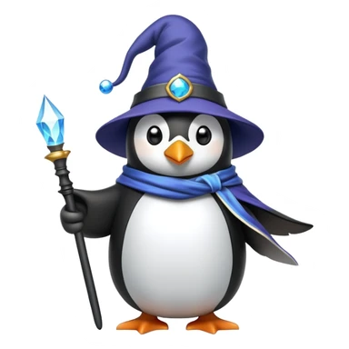 penguin wizard with magic wand and wizard hat sticker