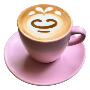 pink latte with heart shaped latte art sticker