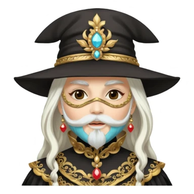 masked Women with hat long white hair & bearded sticker