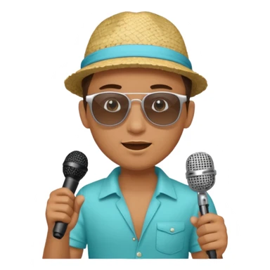 man with summer clothes and sun glasses holding microphone sticker