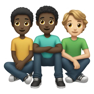 Black lab with two white teenage boys with brown hair  sticker