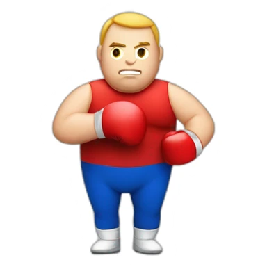 fat boxing caucasian man with red gloves sticker