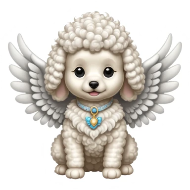 Perro french poodle mini blanco con Alas sticker
