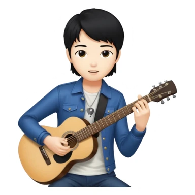 a kpop idol plying a guitar sticker