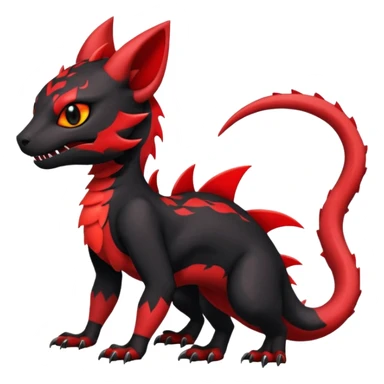 Cherry-Red and Jet-Black Fierce Fiery Mohawked Gothic Salandit-Litten-Torracat-hybrid-creature (full body) sticker