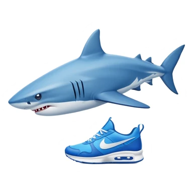 Tiburon con zapatillas azules nike sticker