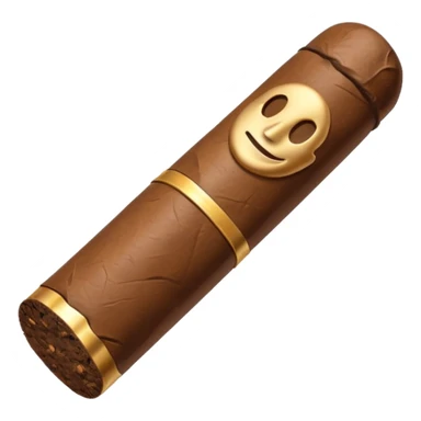 Emoji-style cigar icon, dark brown wrapper, subtle smoke, minimalistic, clean silhouette, metal details, no gold details sticker