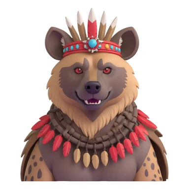 A native strong buff hyena with war bonnet posing  sticker