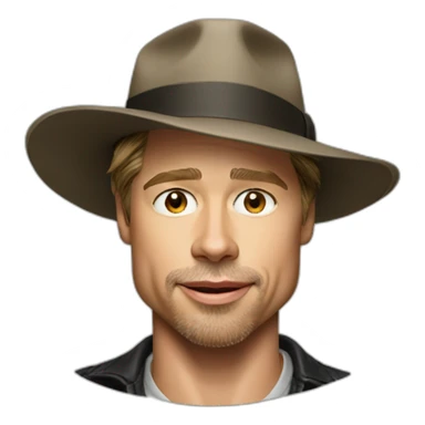 Brad Pitt wearing a hat sticker