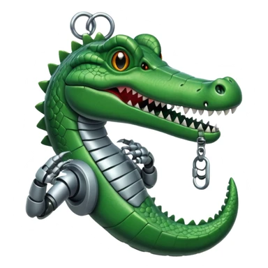 crocodile with a robot hand hanging out of mouth sticker