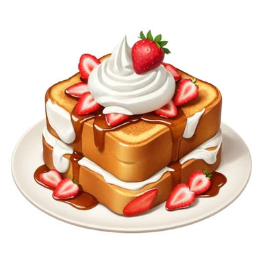 French toast with strawberry on top and whipped cream sticker