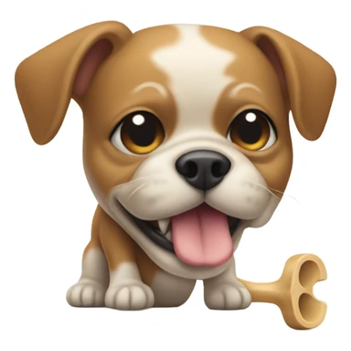 micro bully dog with a bone  sticker