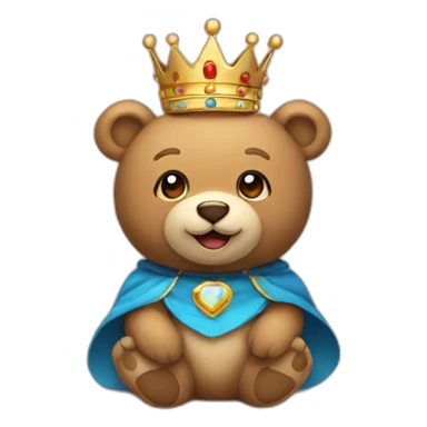 Smiling Teddy bear sitting in kings thrown wearing a crown sticker