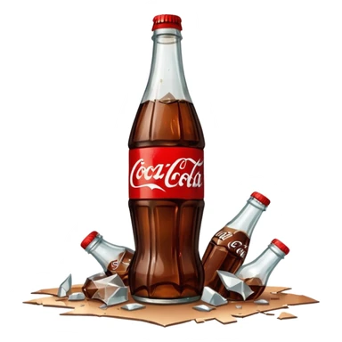 bottle of coca cola broken in the middle sticker